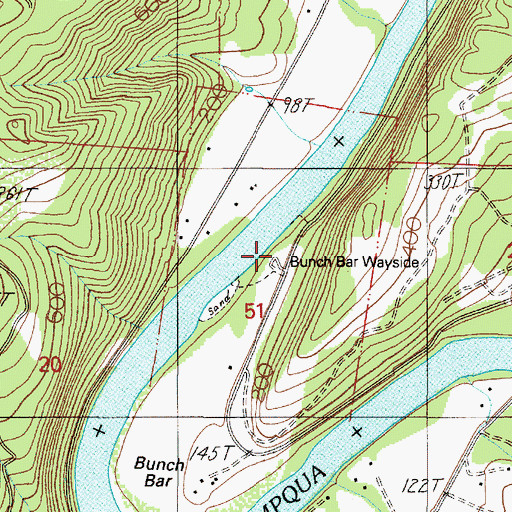 Topographic Map of Bunch Bar Wayside, OR