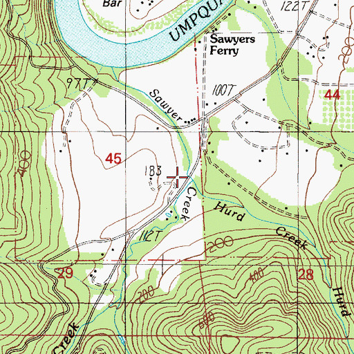 Topographic Map of Hurd Creek, OR