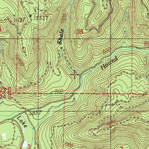 Topographic Map of Shale Creek, OR