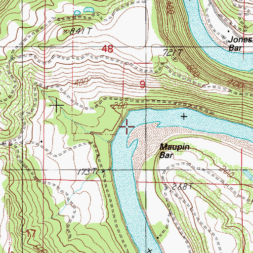 Topographic Map of Maupin Bar, OR