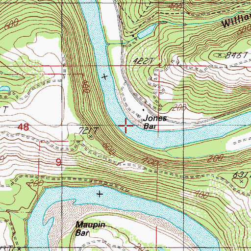 Topographic Map of Jones Bar, OR