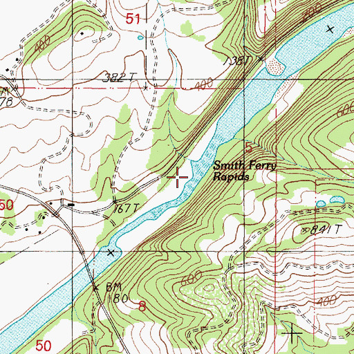 Topographic Map of Smith Ferry Rapids, OR