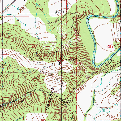 Topographic Map of Hancock Hill, OR