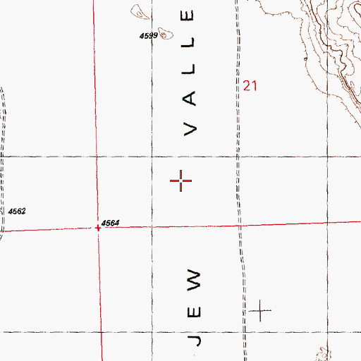 Topographic Map of Jew Valley, OR