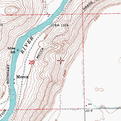 Topographic Map of Mecca Grade, OR