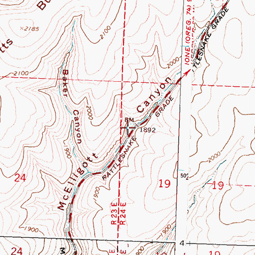 Topographic Map of Rattlesnake Grade, OR