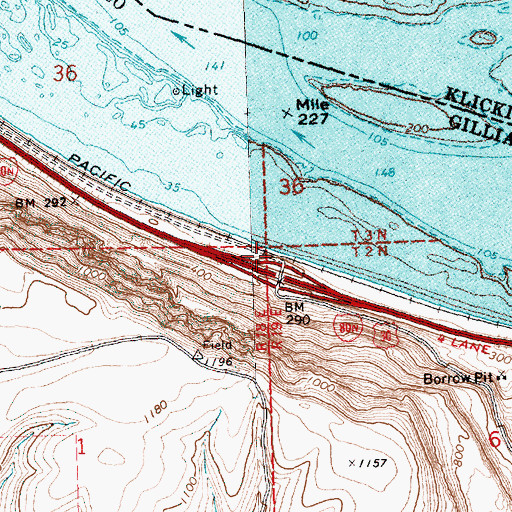 Topographic Map of Quinook (historical), OR