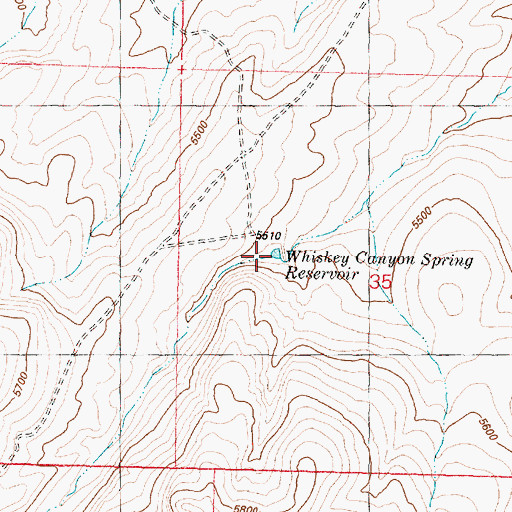 Topographic Map of Whiskey Canyon Spring Reservoir, OR