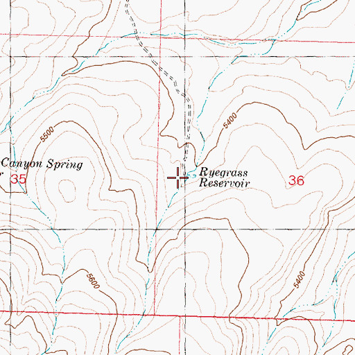 Topographic Map of Ryegrass Reservoir, OR