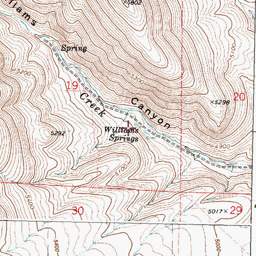 Topographic Map of Williams Spring, OR