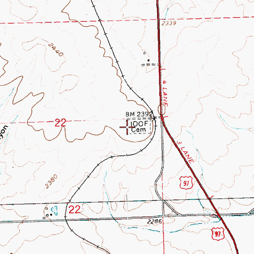 Topographic Map of Independent Order of Odd Fellows Cemetery, OR