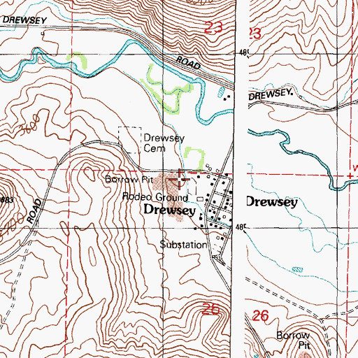 Topographic Map of Drewsey Rodeo Ground, OR