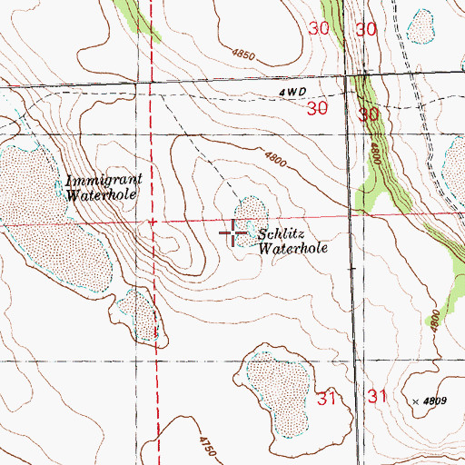 Topographic Map of Schlitz Waterhole, OR