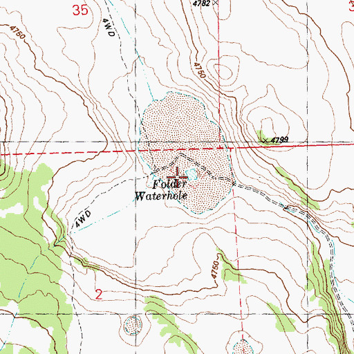 Topographic Map of Folder Waterhole, OR