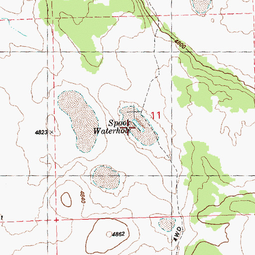 Topographic Map of Spook Waterhole, OR