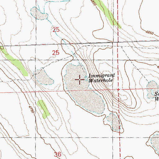Topographic Map of Immigrant Waterhole, OR