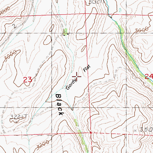 Topographic Map of Gordy Flat, OR