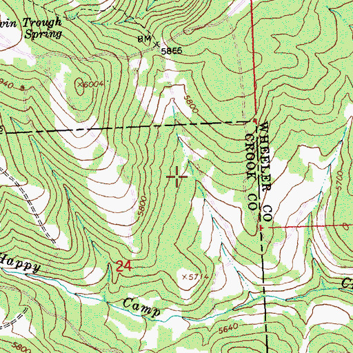 Topographic Map of Little Happy Spring, OR