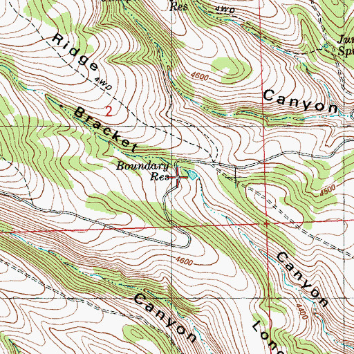 Topographic Map of Boundary Reservoir, OR