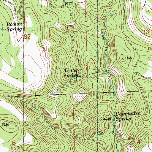 Topographic Map of Teater Spring, OR