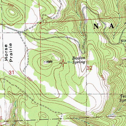 Topographic Map of Booton Spring, OR