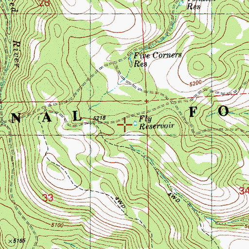 Topographic Map of Fly Reservoir, OR