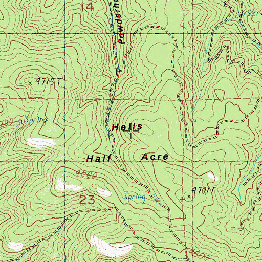 Topographic Map of Hells Half Acre, OR