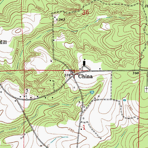 Topographic Map of China, AL