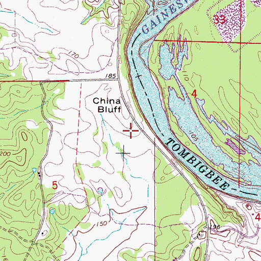 Topographic Map of China Bluff, AL