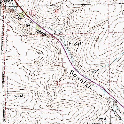 Topographic Map of Spanish Hollow (historical), OR