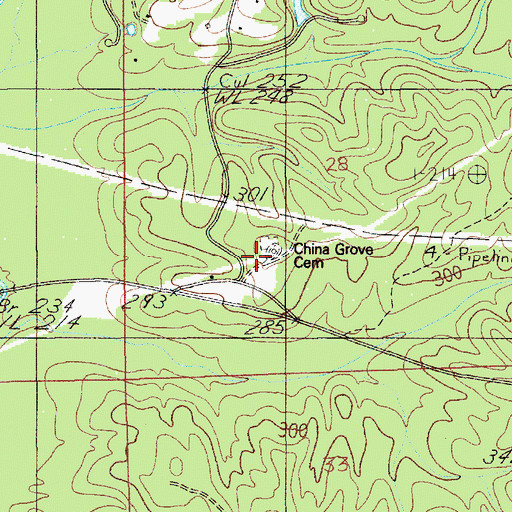 Topographic Map of China Grove Cemetery, AL