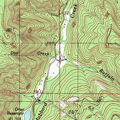 Topographic Map of Buffalo Creek, OR