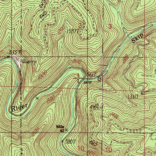 Topographic Map of Skip Creek, OR