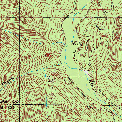 Topographic Map of Cabin Creek, OR