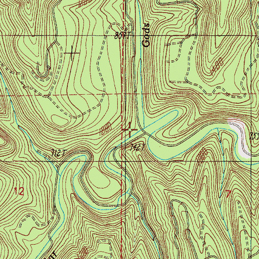 Topographic Map of Gods Thumb Creek, OR