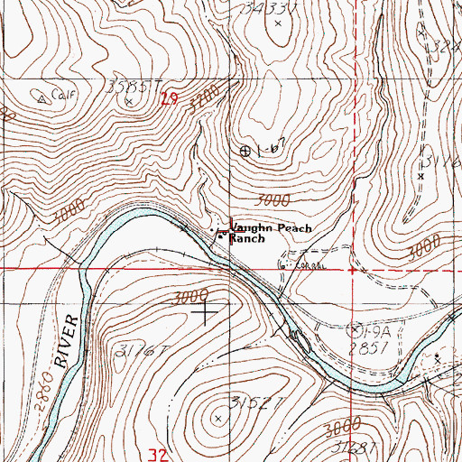 Topographic Map of Vaughn Peach Ranch, OR