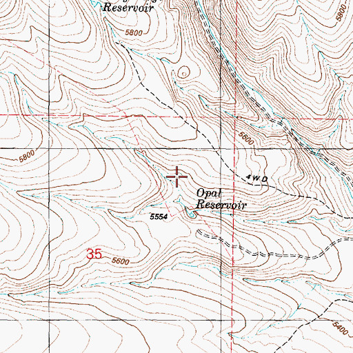 Topographic Map of Opal Reservoir, OR