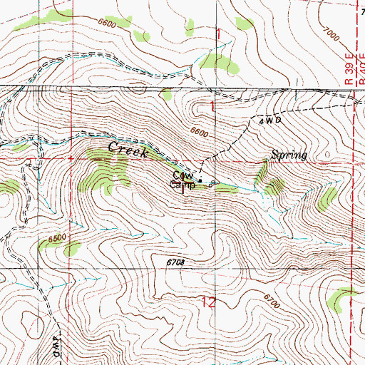 Topographic Map of Cow Camp, OR