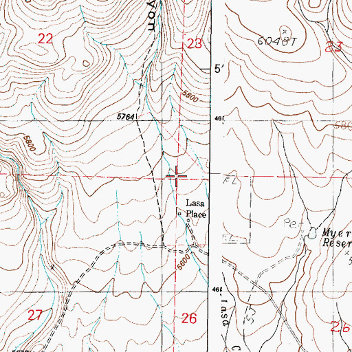 Topographic Map of Lasa Place, OR