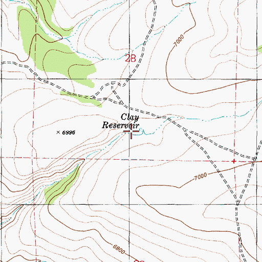 Topographic Map of Clay Reservoir, OR