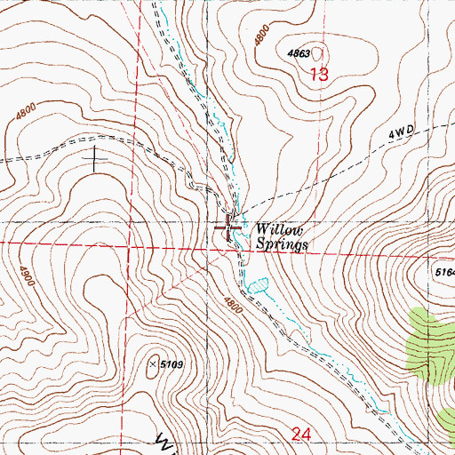 Topographic Map of Willow Springs, OR