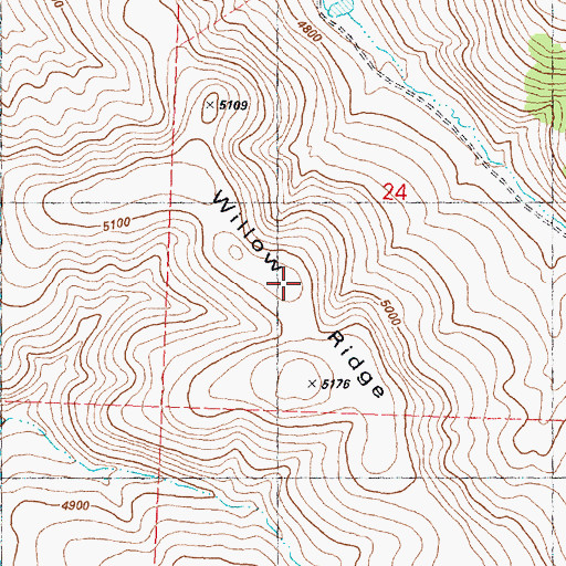 Topographic Map of Willow Ridge, OR
