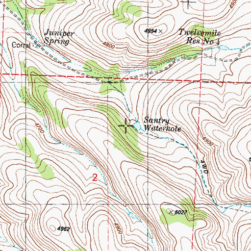 Topographic Map of Santry Waterhole, OR