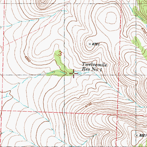 Topographic Map of Twelvemile Reservoir Number One, OR
