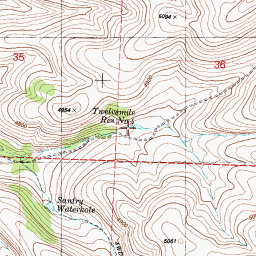Topographic Map of Twelvemile Reservoir Number Four, OR