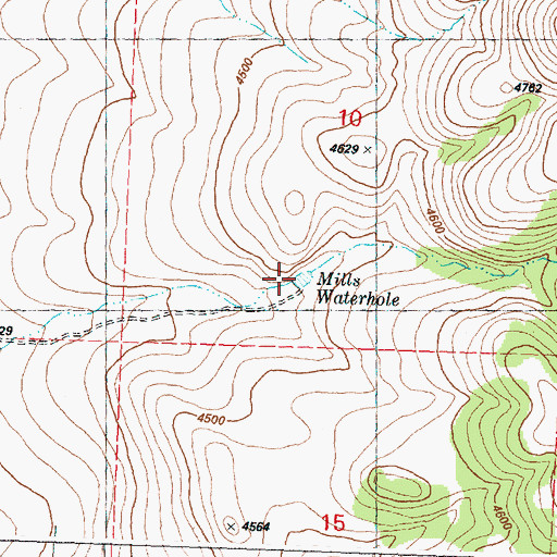 Topographic Map of Mills Waterhole, OR