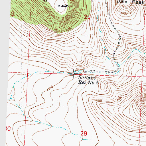 Topographic Map of Sartain Reservoir Number Two, OR