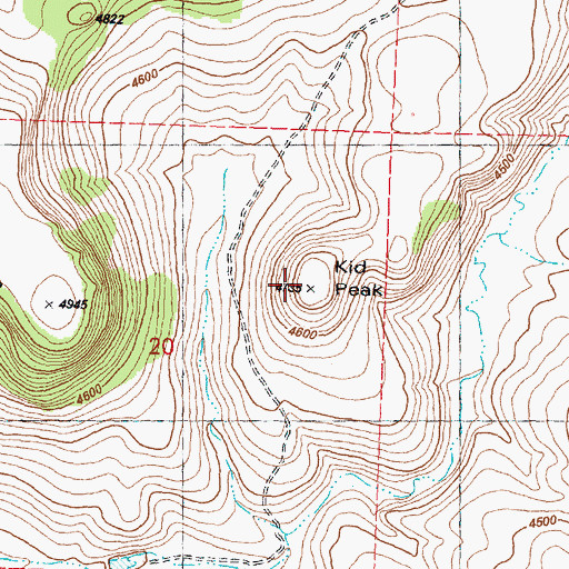 Topographic Map of Kid Peak, OR