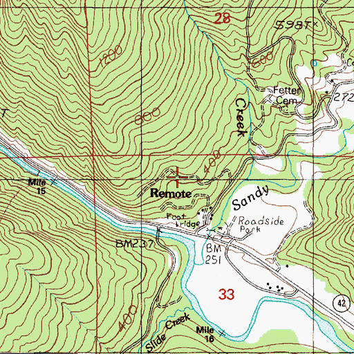 Topographic Map of Fetter Creek, OR