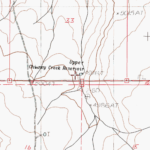 Topographic Map of Upper Chimney Creek Reservoir, OR